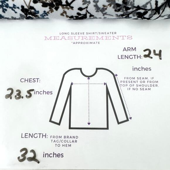 J. Jill Womens Pure Jill Velvour Tunic Top Size L Floral Long V Neck Winter Blue - Picture 7 of 7